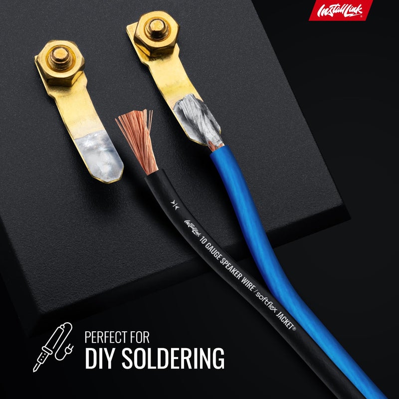 Install Link 10 AWG Gauge Speaker Wire Cable (50 Feet) Stereo, Car or Home Theater, CCA - Image 5